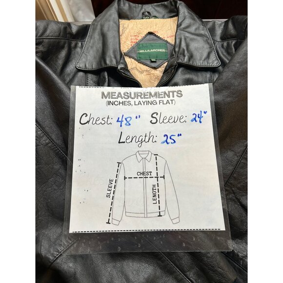 Hill & Archer Leather Bomber Jacket Mens 44R Black Map Lining Made in Korea Vtg - Picture 6 of 12